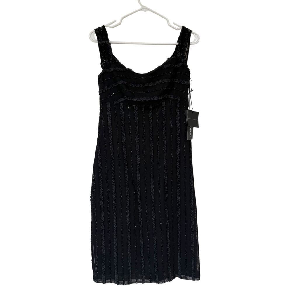 NWT Robin Jordan Black Sequin Metallic Mini Dress Club Formal Sleeveless Size 2